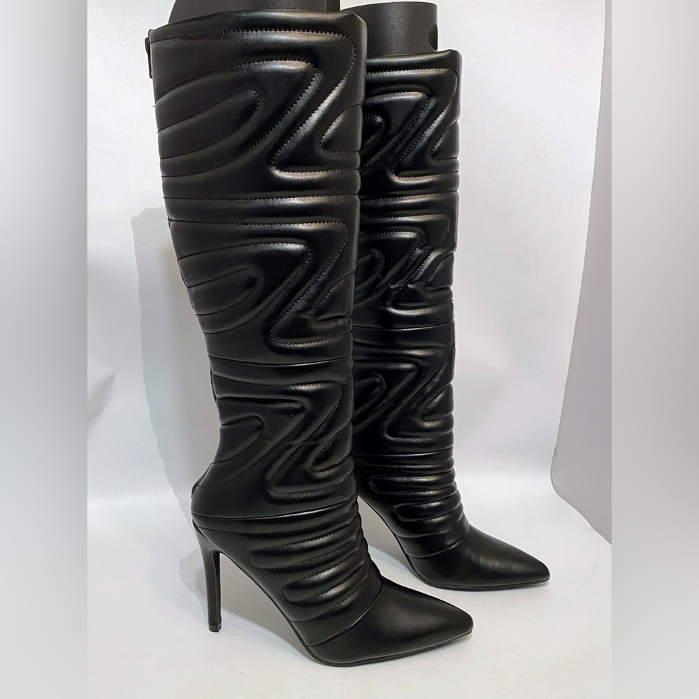 Womens Fashion black High heel knee high Boots NEW